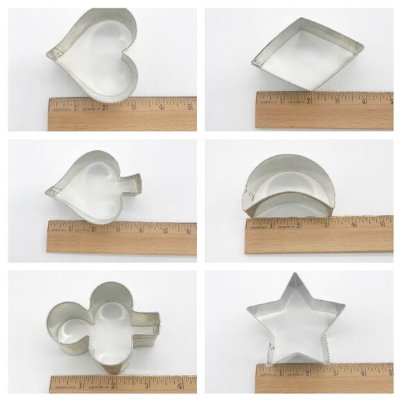 Vintage Cookie Cutters Mid Century Metal MCM 6 Piece Set Star Moon Heart Etc - Picture 3 of 12